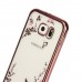 Samsung Galaxy Note 3 - Secret Garden Floral and Butterfly Bling Rhinestone Electroplated Clear Soft TPU Protective Phone Cover Case - Rose Gold and Pink Flower